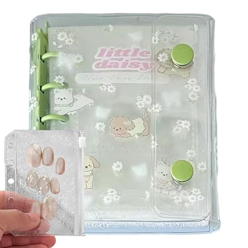 透明ジャーナルカバー - M5 PVC カード収納ケース |ダブルボタンバインダー学用品十代の女の子男の子女性教室オフィス旅行旅行誕生日ホリデー