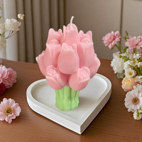 Image of Light - Pink Tulip Scented Candle, Premium Wax, Soothing Fragrance, Ideal Gift for Home Decor Special Occasions, Enhances Home Aesthetic