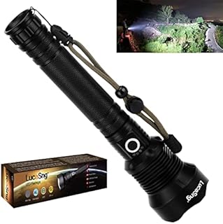 LucaSng Super Bright Torch, Rechargeable Torch Long-Endurance Battery Sturdy Alloy Waterproof LED Flashlight for Outdoors Hiking Camping Riding Caving