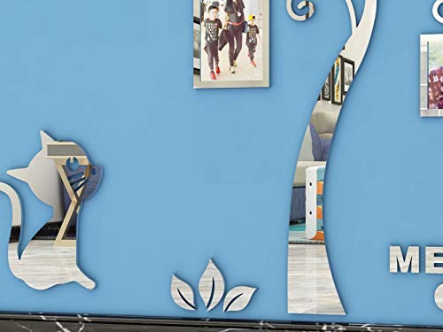 3D Tree Wall Stickers - Family Tree Wall Decor Black Trunk Picture Frame DIY Photo Frame Decals Family Frames Living Room (Silver, XX-Large)