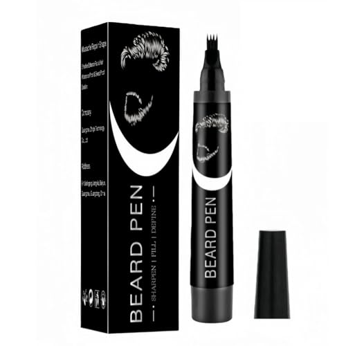 Beard Pencil Filler, Black Beard Pen, Eyebrow Dye for Men, Waterproof Beard Thickener Pen, Long Lasting Mens Beard Dye and Shape Filler, Beard Filler Pen for Hair, Beard & Eyebrow, Black