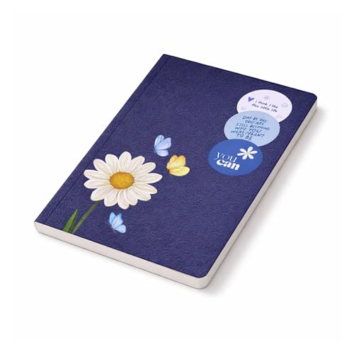 Image of Motivational Floral A5 Notebook Diary for Women & Students | Softbound Laminated Cover | Monthly Planner + Daily Planner | 21 x 15 cm Ruled Journal | Inspirational Quote Cover (Blue You Can)