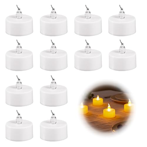 Horktrust 12 articles bougies chauffe-plat à LED, alimentées par piles, Bougies LED jaunes chaudes, idéales pour les mariages, les fêtes et les occasions...
