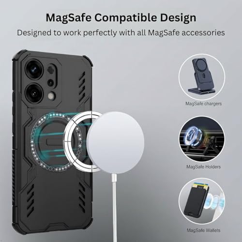 Image of ShieldTech Back Cover Case for Oppo Reno 14 5G | 360 Protection Mobile Phone Case Mag-Safe | Camera Protection | Oppo Reno 14 5G Back Cover | Oppo Reno14 5+G - Black TPU+PC