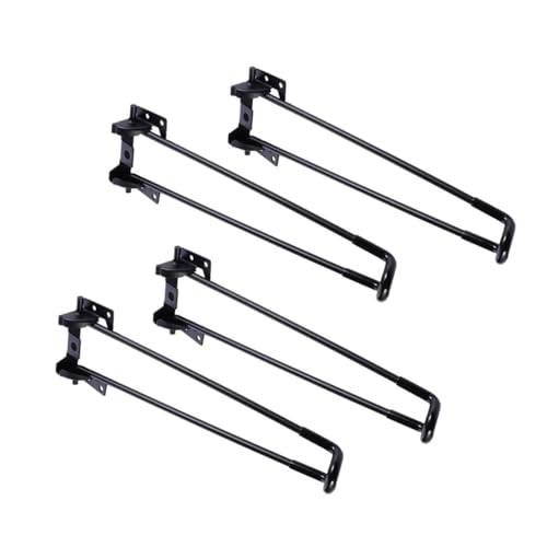 Veemoon 4個 折りたたみ式耐久アイアンテーブル脚 高さ ブラック 折り畳みテーブル脚 滑り止め付 多目的デスク ベッド用