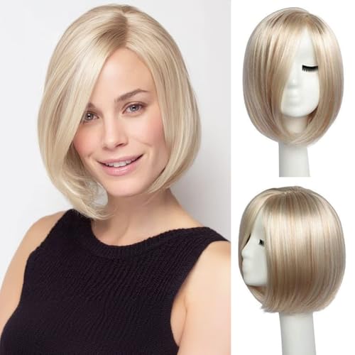 EssionTech Short Platinum Blonde Wigs for Women Bob Wig Natural
