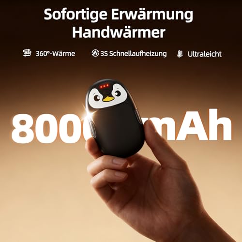 FANDLISS Handwärmer Elektrisch 2er, Schwarz USB Taschenwärme mit 8000mAh – Ansicht 6