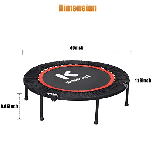 Kensone 40" Mini Trampoline Rebounder Trampoline For Adults Small Fitness Trampoline For Kids Bounce Exercise, 1 Extra Blue Cotton Safety Pad Included, Max Load 330 Lbs #TOP6