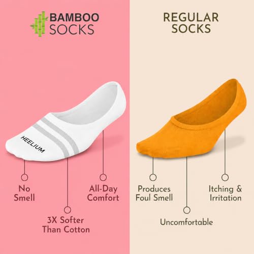 Image of HEELIUM Bamboo No Show Socks for Men | Odour Free & Breathable | 3X Softer Than Cotton Socks | Low Cut Socks | Size (UK 6-10)