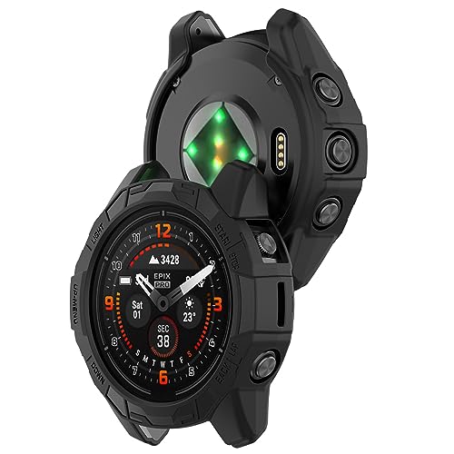 AWADUO Compatible with Garmin Epix Pro 51mm TPU Protective Case Cover, Smartwatch Protective Case Cover Shell Soft and Durable Compatible with Garmin Fenix 7X Pro/Fenix 7X(Black)