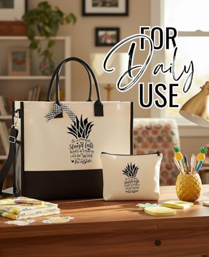 Image of InnoBeta Pineapple Gifts for Women, Canvas Tote Bag for Pineapple Lovers