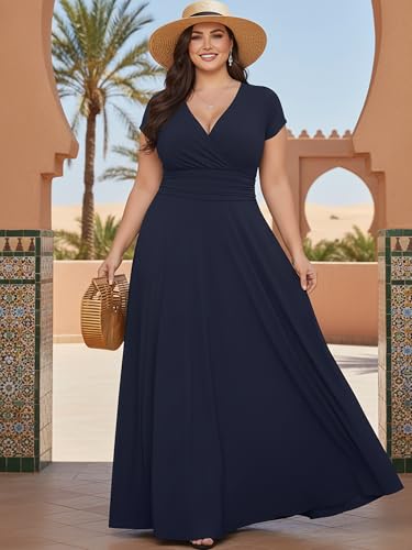 Image of KOH KOH Womens Sexy Cap Short Sleeve V-Neck Flowy Cocktail Gown