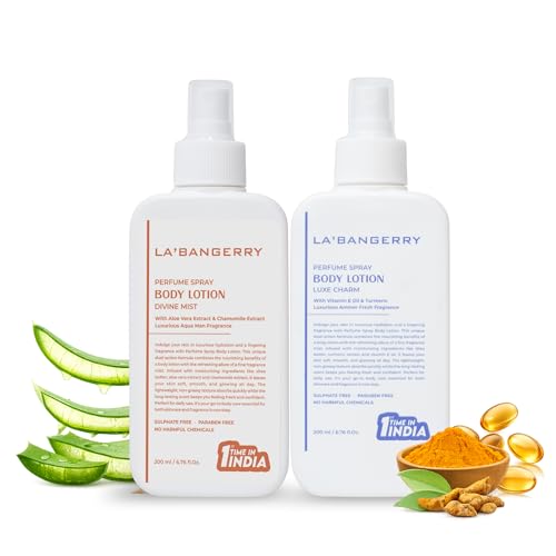 Image of LA'BANGERRY Perfume Spray Body Lotion Set - Divine Mist & Luxe Charm, 200ml x2 | Hydrating & Long-Lasting Fragrant Combo for Women & Men