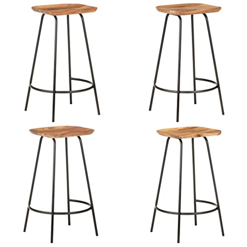 Tabourets de bar en bois lot de 4 pour cuisine et salle à manger avec repose-pieds confort