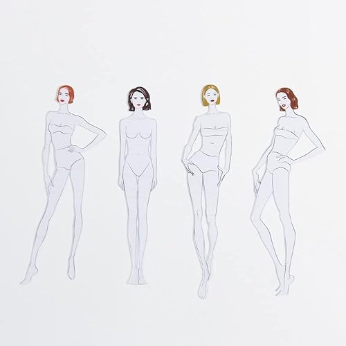 WellieSTR 4 unidsset de ropa de mujer diseño de cuerpo humano moda figura dinámica regla pintado a mano modelo renderizado plantilla