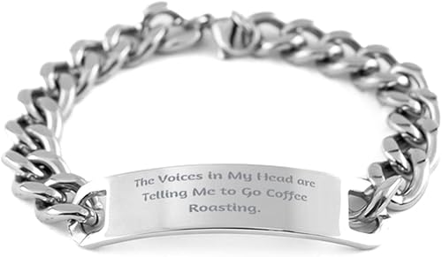 Regalos brillantes para asar café, The Voices in My Head are Telling Me to Go, pulsera de cadena cubana navideña para asar café, café cubano, granos