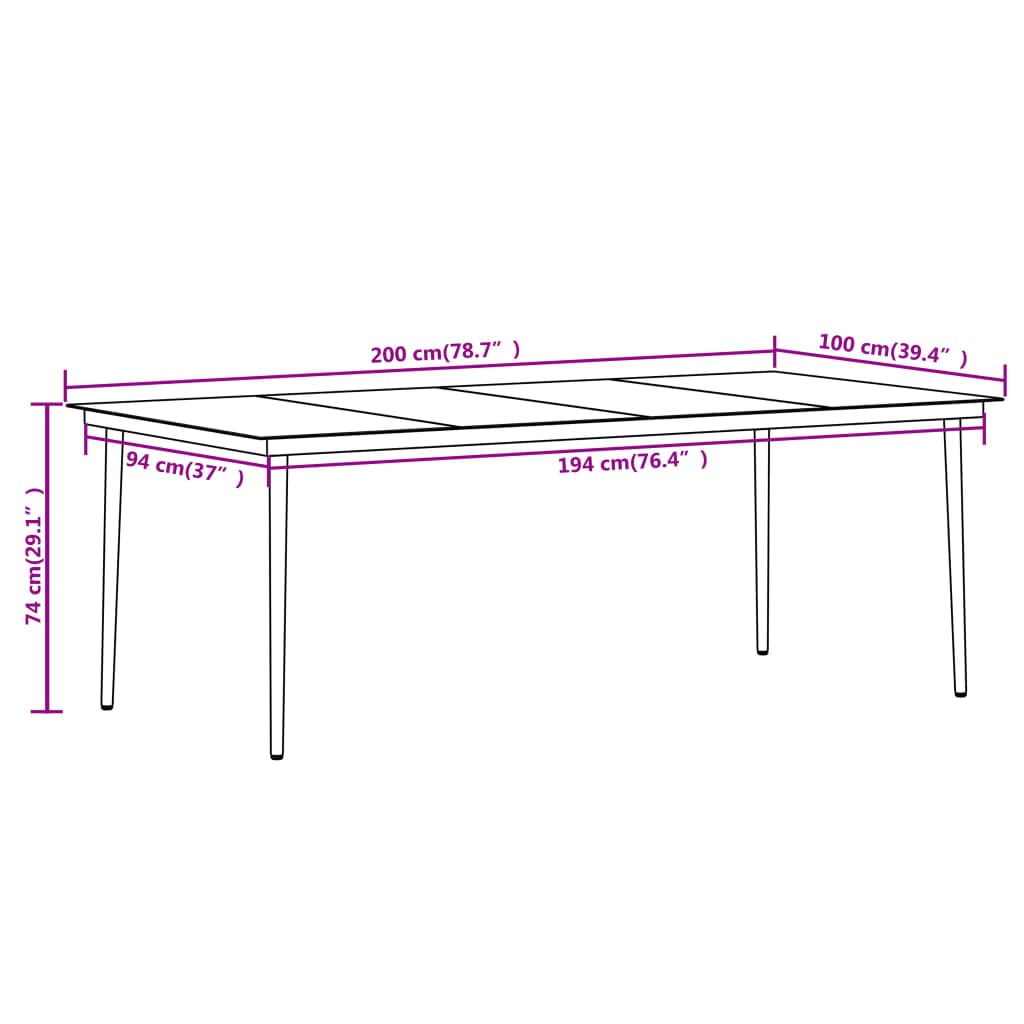 SKM Juego de Comedor de jardín 9 Piezas Negro,Mobiliario,Muebles de jardín,Conjuntos de jardín,Negro,82.62 kg,3099184