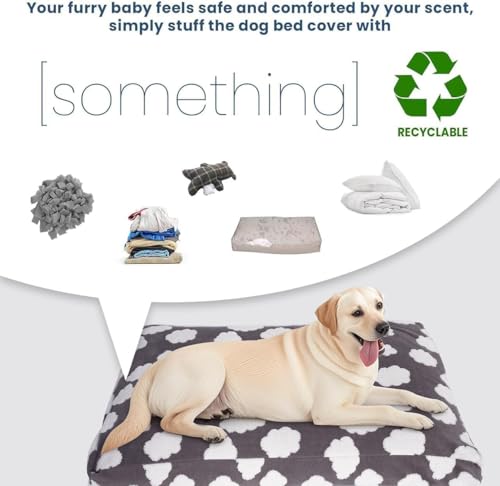 Image of Faux Fur Dog Bed Covers - Ultra Soft Rose Velvet, Removable & Washable, Cozy & Durable,Large Pet Bed Cover Only (No Filling) - Gray, (Cloud Dark Gray, 44 inch L x 32 inch W x 4.5 inch Th)