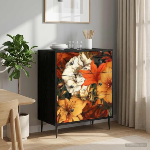 Cómoda rectangular moderna para dormitorio o sala con organizador de madera de lirios 3