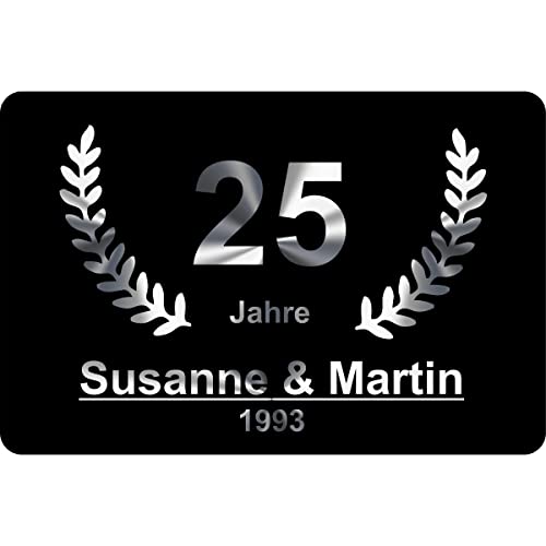 Verlag HE Fußmatte Silberne Hochzeit Jubiläum 25 Jahre Geschenk Silberhochzeit Kränzen Schild...