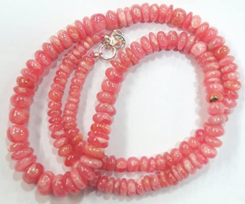 LKBEADS Naturalny kamień szlachetny rodochrozyt gładki naszyjnik z koralików rondelle 200 karatów 45 cm 4 do 7 mm