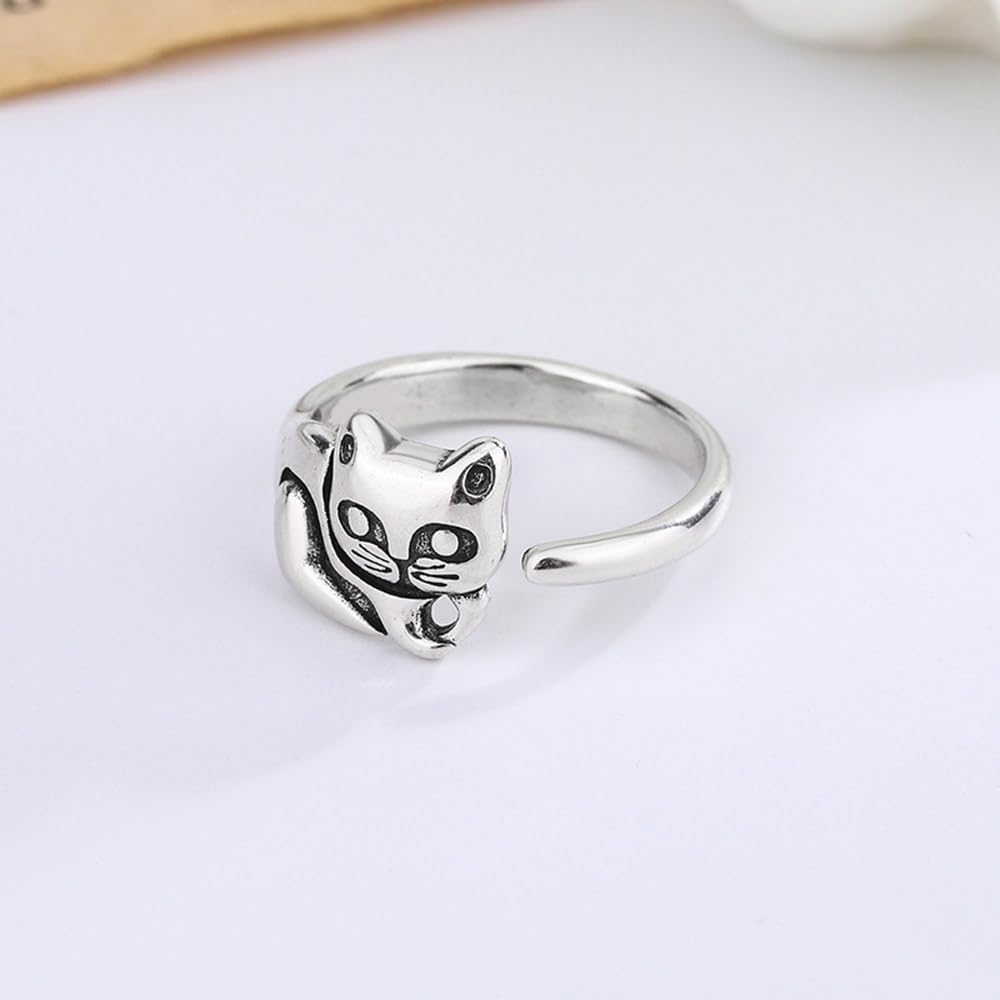 OIDIMS Lovely Pet Little Cat Ring for Women Cute Kitten Open Adjustable Dainty Animal Wrap Stacking Statement Rings Birthday Xmas Student Graduation Gift for Kitty Cats Lover Niece Daughter - Image 6