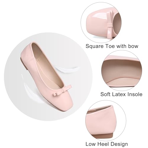 Image of Dear Time Women's Casual Foldable Ballet Flats Square Toe Ballerina Flats Shoes Comfortable