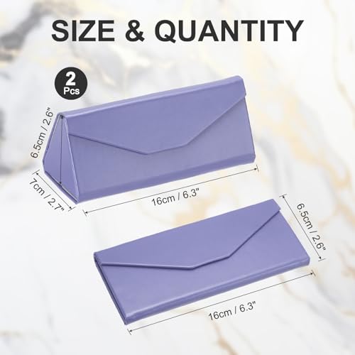 Image of PATIKIL Foldable Glasses Case, Triangle Magnetic Sunglasses Organizer Case PU Leather Hard Eyeglass Case for Women (2 Pcs)