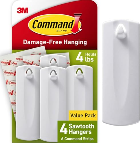 Command 4 lb Sawtooth Hangers, 4 Hangers, 8 Strips - image 1