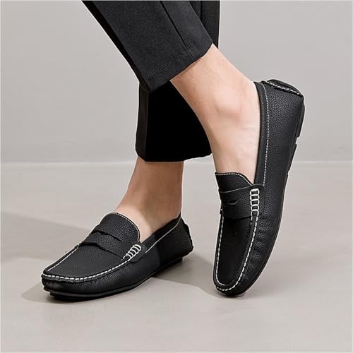 Mens Nubuck Leather Driving Comfortable Outdoor Casual Loafers Slip On Round Toe Flat Heel Flexible Shoes2