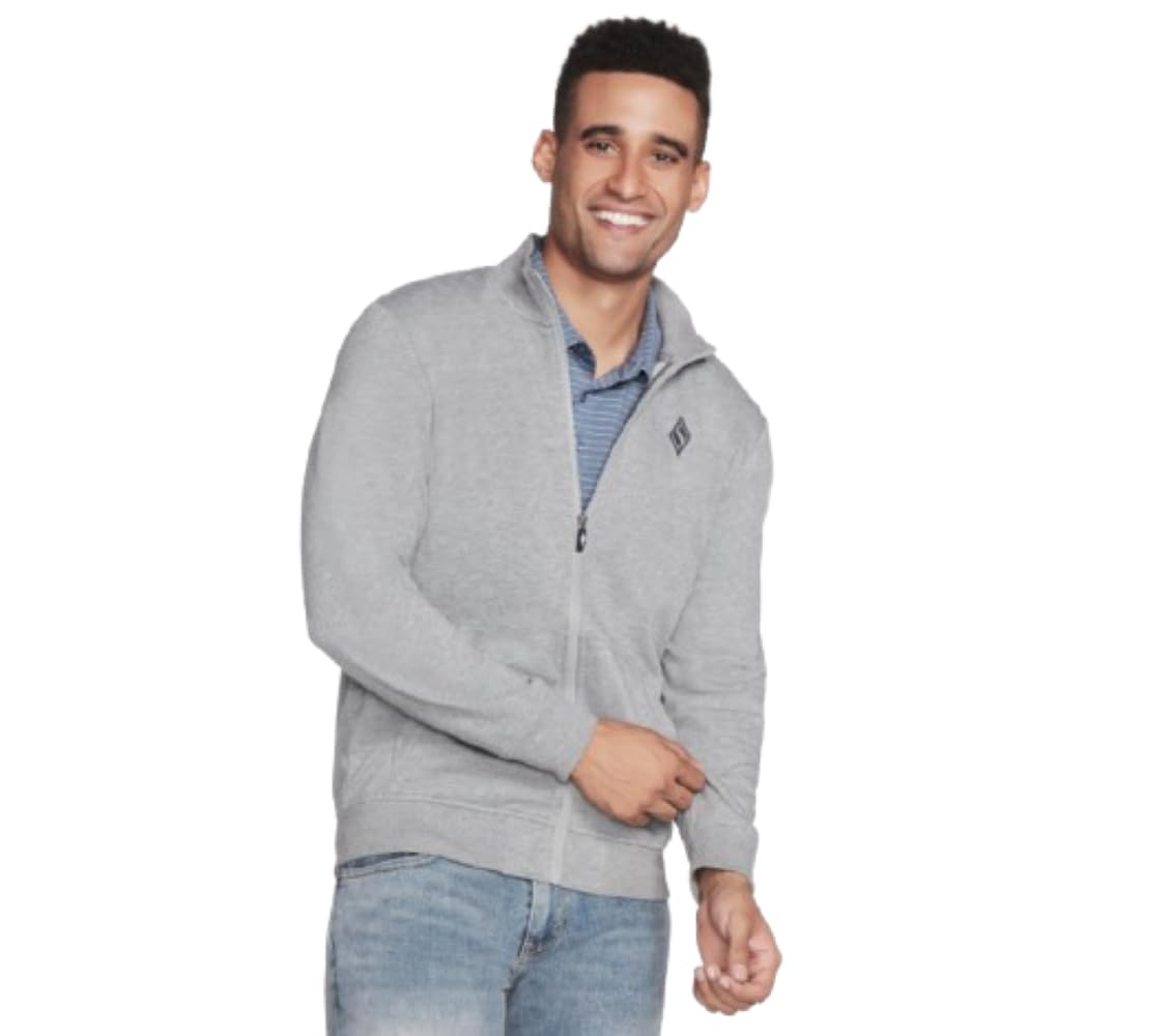 Skechers Men's The Hoodless Hoodie Gowalk Everywhere Jacket Sweatshirt, Light Grey, XL UK