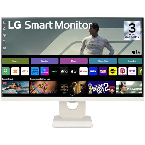 LG 25SR50F 62 cm (25 Inch) Full HD (1920x1080) IPS Smart Monitor, webOS, Wi-Fi, Bluetooth, Miracast, AirPlay2, 5W x2 Speakers, HP Out, HDMI x2, USB-A, Reader Mode, 3-Side Virtually Borderless (White) view 1