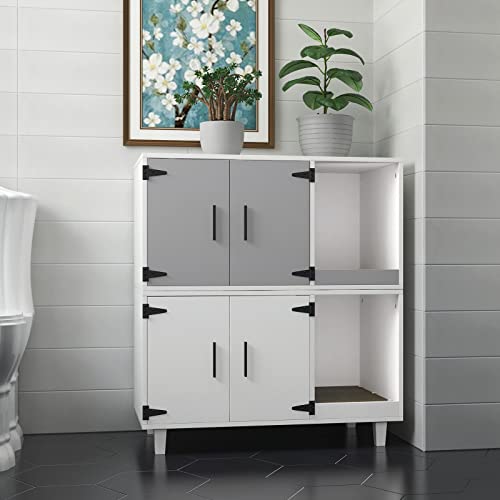 GDLF Modern Wood Pet Crate Cat Washroom Hidden Litter Box Enclosure Furniture House as Table Nightstand with Scratch Pad… - Image 3