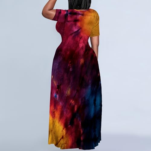 Image of SUZONANA Plus Size Dresses for Women Summer Casual Maxi Dress Short Sleeve Loose Vacation Dress