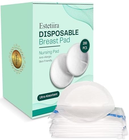 Disposable Nursing Pads (200 Count) – 20 Times Extra Absorbent Breast Pads, Leak-Protected, Soft and Thin Nipple Pads for Breastfeeding, Stay-Dry Breast Pads for Leaking Milk, Individually Packed