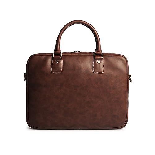 Image of Gauge Machine Professional Vegan Leather Messenger Briefcase Bag for Office |Fits upto 14 /15 / 16 inch Laptop |Separate Padded Laptop Compartment |Water Resistant |Men & Women |16L