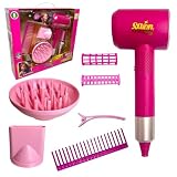 Conjunto salão beleza Secador de cabelo com 2 velocidades a pilha Brinquedo