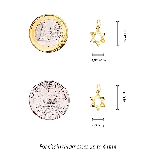 forme di Lucchetta - 14 kt Yellow Gold Jewish Star of David Pendant - small 10mm - no necklace, 14k Real Gold Charms for Necklaces (up to 4mm) - Authentic Italian Jewelry from Italy3
