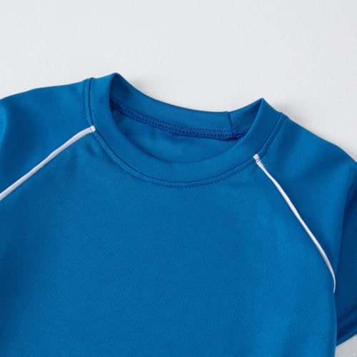 Kids Boys Summer Tracksuits 2 Piece Breathable Mesh T-shirtsand Shorts Set for Running Gym Sports Blue 7-8 Years2