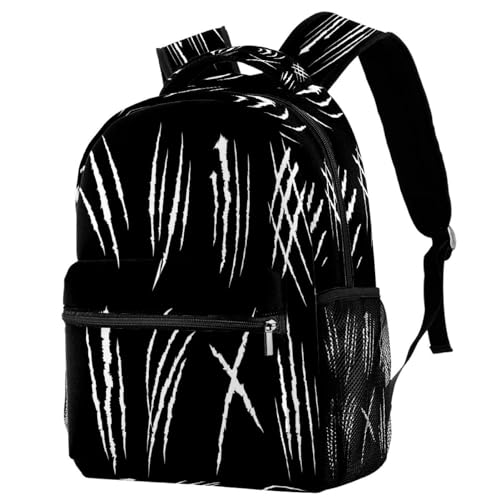 Sac à dos d'école noir et multicolore à rayures de 29.4x20x40cm pour adolescents et étudiants