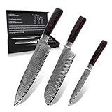 Damascus Knife Set, 3PCS Ultra Sharp Professional...
