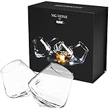 Set of 4 Tilted Crystal Whiskey Tumblers, Old Fashioned Scotch & Bourbon Glasses in Gift Box