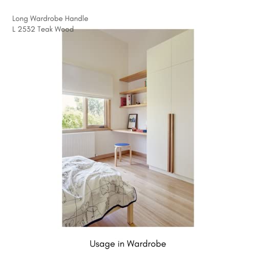 Image of Long Unfinished Wardrobe Pull Handle 2532 Teak Wood (42 Inch)
