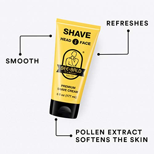Bee Bald Shave Premium Shave Cream Goes On Light & Slick For A Shave That's Incredibly Smooth & Quick For Both Face And Head, 6 Fl Oz #TOP3