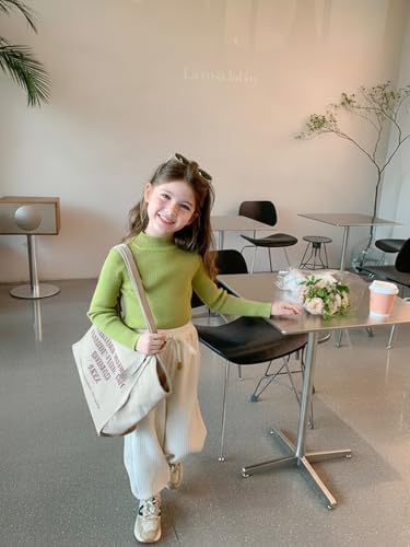 Image of Girls Mock Neck Ribbed Knit Sweater, Long Sleeve Pullover Top