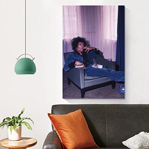Flowerwine Jimi Singer Hendrix Poster Canvas Wall Art Room Decor Picture For Bedroom Office Bar And Dormitory 16X24Inch(40X60Cm) #TOP3