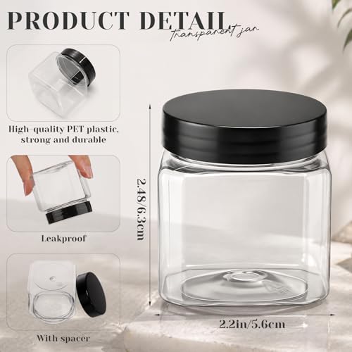 Image of Tanlade 100 Pcs 4oz Clear Plastic Cosmetic Jars with Lids Empty Leak Proof Container Refillable Cosmetic Jars Airtight for Cream, Powder, Ointment, Beauty Products Travel Storage (Square)
