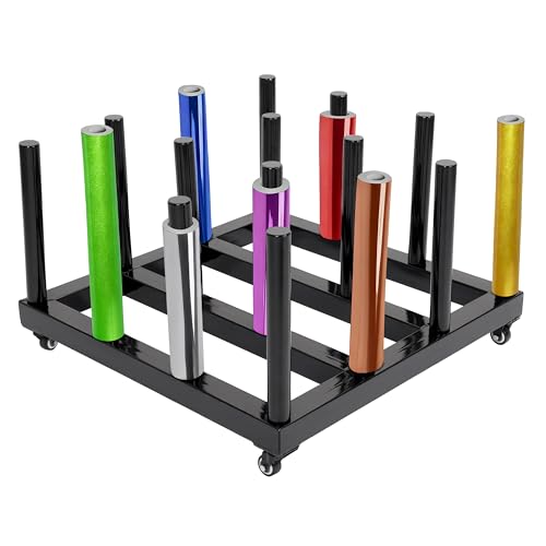 Gelacie Vinyl Storage Rack Roll Holder - 16-Roll Heavy Duty Steel Media Rack Rolling Cart, 1200LBS...