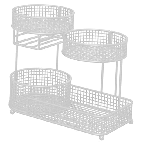 LRXFPIYF de Metal, Cesta para Verduras, Cuenco, Frutero de 3 Niveles, Organizador de Frutas para Encimera, Material de Hierro, Malla Transpirab, Blanco, Individual