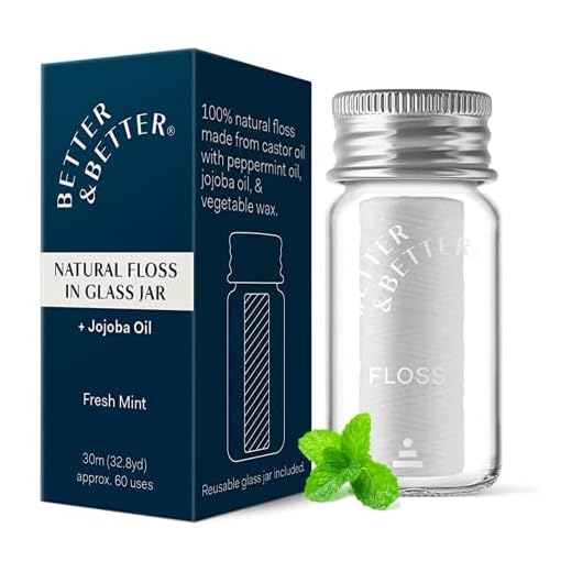 Better & Better Natural Floss | Vegan, 100% Plant-Based Waxed Dental Floss in Refillable Glass Jar | Natural Dental Floss w/ Jojoba & Peppermint Oil | Moisturizing & Soothing Eco Friendly Dental Floss